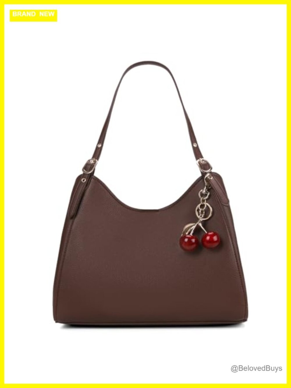Brown Leather Tote Bag Women Slouchy Hobo Shoulder Handbag Work